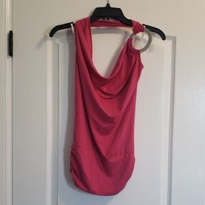 Pink Halter Cowl Neck Top
